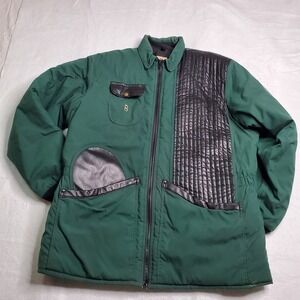 Bob Allen Mens Shooting Jacket Green Quilted UltraLeather Trim XL